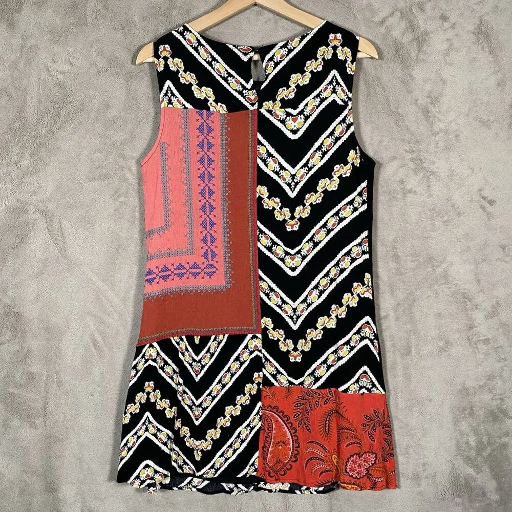 Desigual Creta Dress 38 Boho Embroidered Mixed Print Eclectic Ethnic Patchwork - Picture 5 of 16